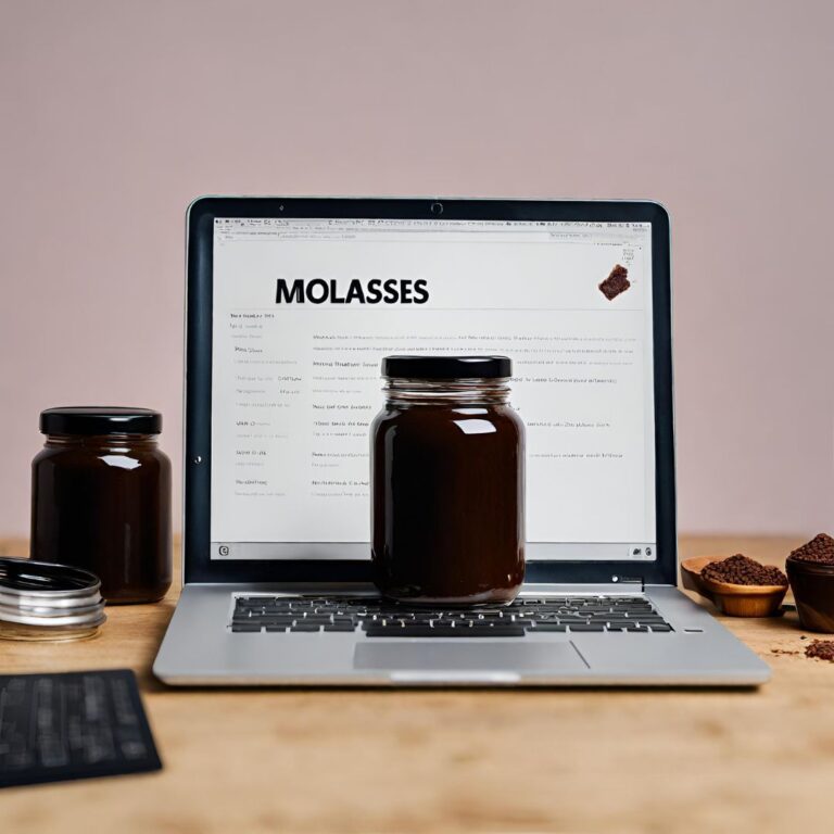 jar of molasses set on top a laptop keyboard to indicate a computer is as slow as molasses